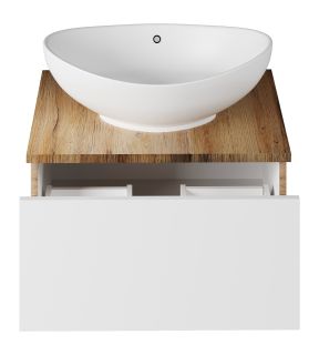 Подвесная тумба под раковину Misty Ива 60см белый/дуб Вотан